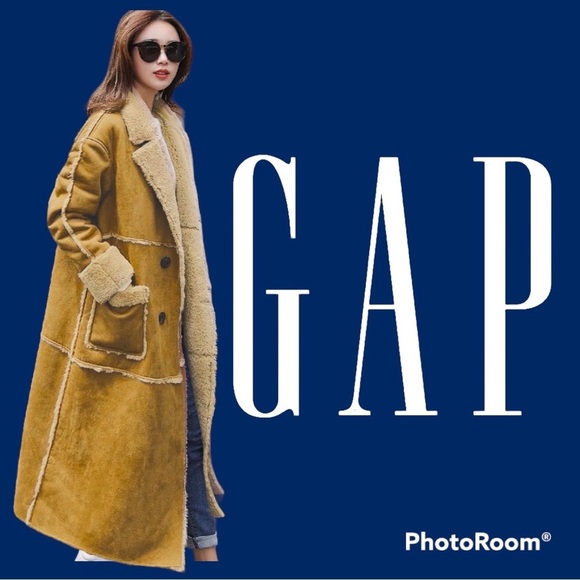 GAP Jackets & Blazers - GAP long faux suede shearling lined coat